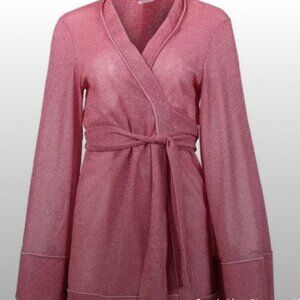 Oseree Pink Knit Swim Coverup Wrap with Belt